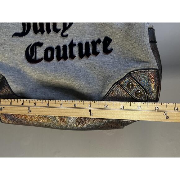 Juicy Couture Y2K Shoulder Bag Womens Gray Hobo Iridescent Trim Velvet Logo - Picture 13 of 14